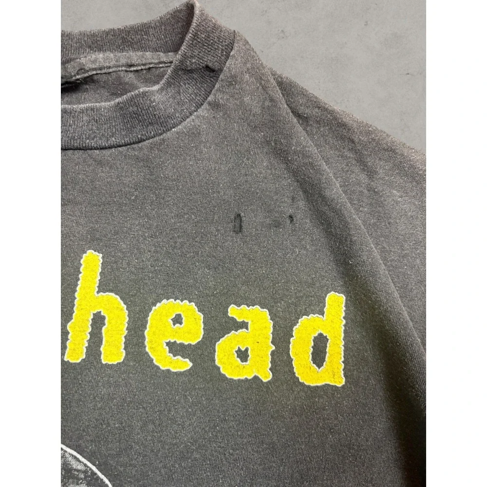 Vintage 1993 Radiohead Pablo Honey Tour T-Shirt Brockum Cut Tag Sun Faded Black - Picture 3 of 10